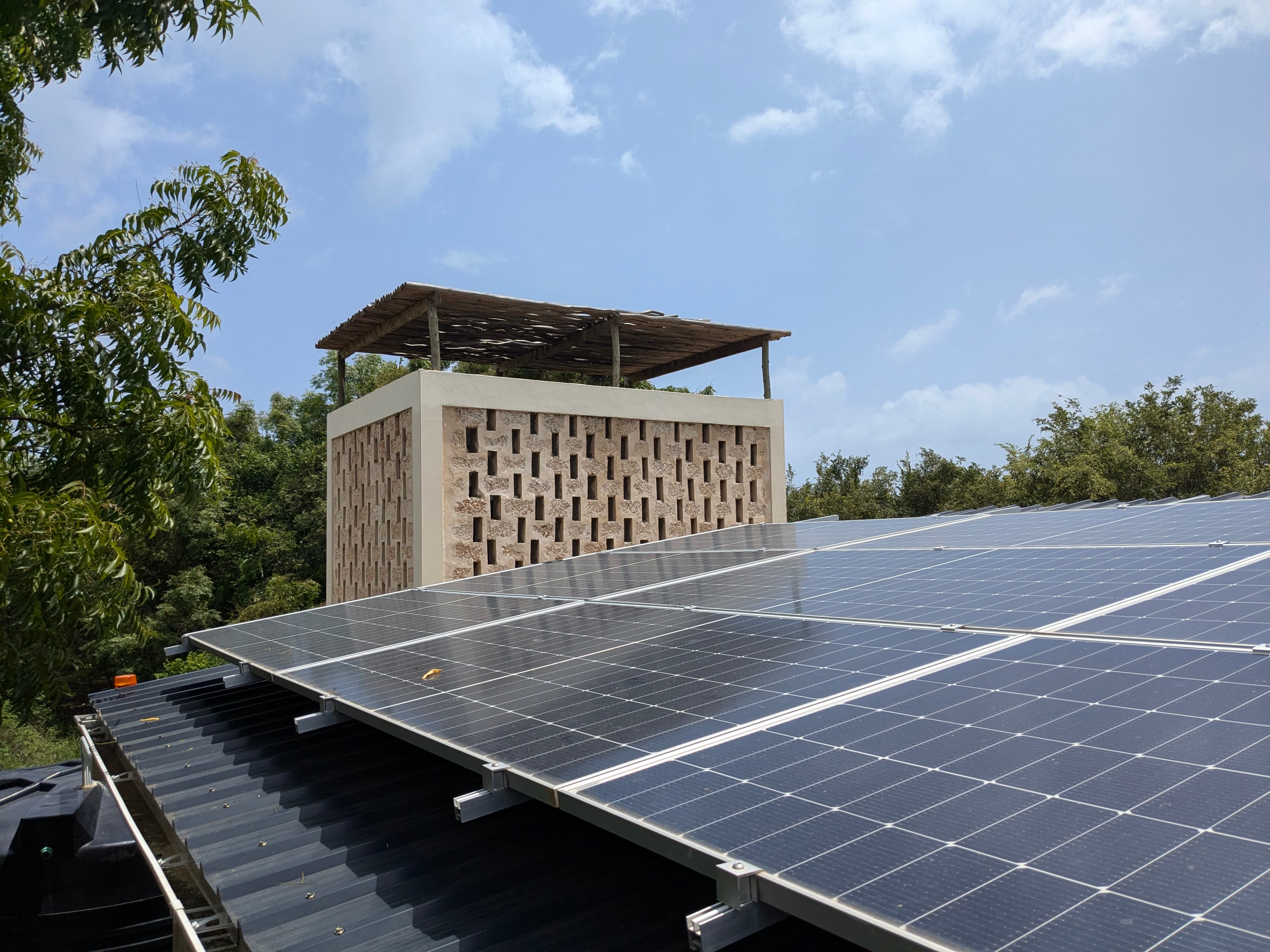 Solar panels on a modern residential roof